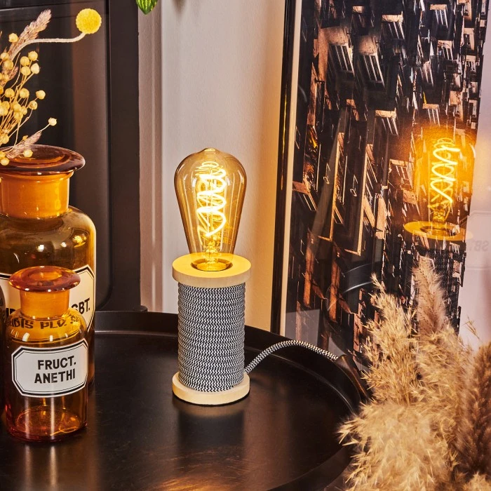 Hofstein Carbonear Tischleuchte Schwarz, Weiß, Naturfarben, 40-flammig 3 Hofstein Carbonear Tischleuchte Schwarz, Weiß, Naturfarben, 40-flammig