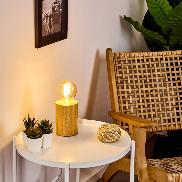 Hofstein Castellar Tischleuchte Holz hell, 1-flammig 3 Hofstein Castellar Tischleuchte Holz hell, 1-flammig