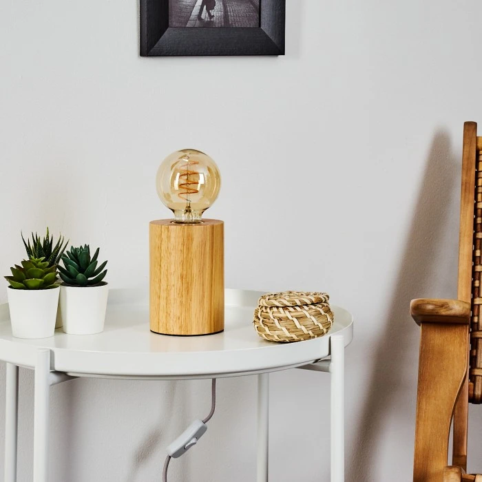 Hofstein Castellar Tischleuchte Holz hell, 1-flammig 4 Hofstein Castellar Tischleuchte Holz hell, 1-flammig – Bild 2