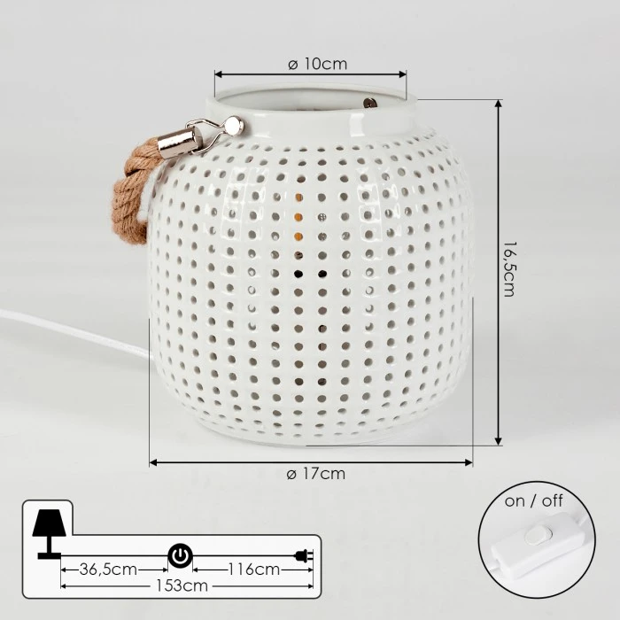 Hofstein Catasel Tischleuchte Weiß, Naturfarben, 1-flammig 6 Hofstein Catasel Tischleuchte Weiß, Naturfarben, 1-flammig – Bild 4