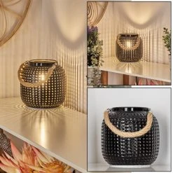 Hofstein Catasel Tischleuchte Schwarz, Naturfarben, 1-flammig