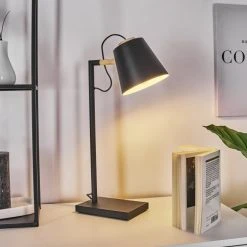 Hofstein Cerrizal Tischleuchte Schwarz, Naturfarben, 1-flammig