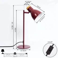 Hofstein Chatsworth Tischleuchte Rot, 1-flammig -Günstiges Tischlampen Geschäft chatsworth tischleuchte h3396759 3