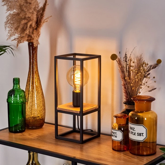 Hofstein Colebrook Tischleuchte Schwarz, Naturfarben, 1-flammig 3 Hofstein Colebrook Tischleuchte Schwarz, Naturfarben, 1-flammig