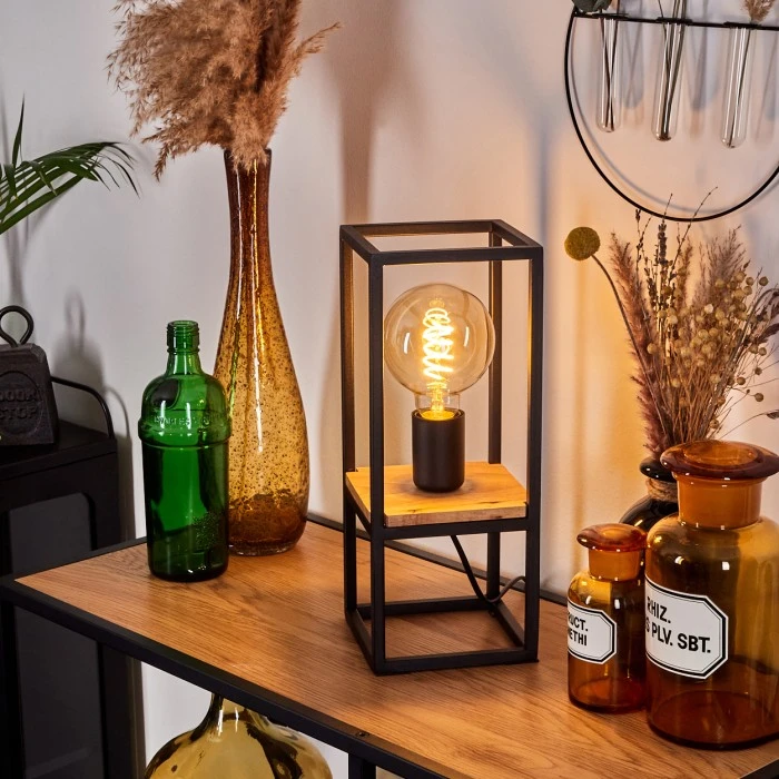 Hofstein Colebrook Tischleuchte Schwarz, Naturfarben, 1-flammig 9 Hofstein Colebrook Tischleuchte Schwarz, Naturfarben, 1-flammig – Bild 7