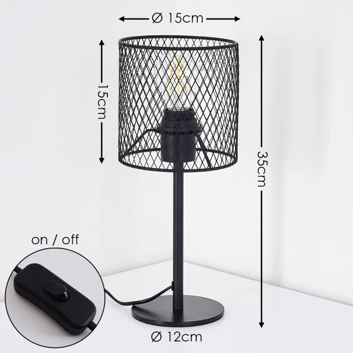 Hofstein Conewago Tischleuchte Schwarz, 1-flammig 4 Hofstein Conewago Tischleuchte Schwarz, 1-flammig – Bild 2