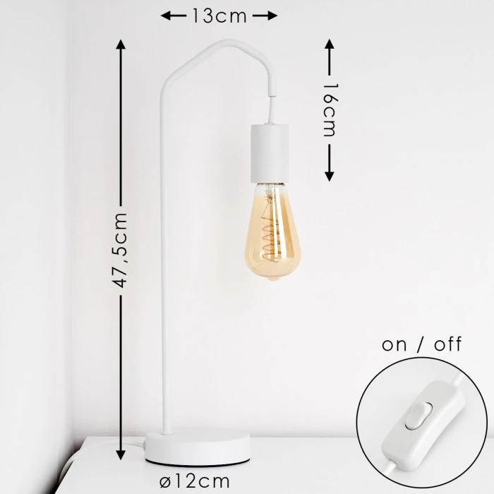 Hofstein Cuyama Tischleuchte Weiß, 1-flammig 4 Hofstein Cuyama Tischleuchte Weiß, 1-flammig – Bild 2