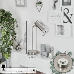 Hofstein Dalheim Tischleuchte LED Nickel-Matt, 1-flammig -Günstiges Tischlampen Geschäft dalheim tischleuchte h3652114 3