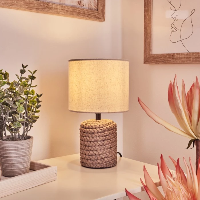 Hofstein Dambrois Tischleuchte Braun, Naturfarben, 1-flammig 2 Hofstein Dambrois Tischleuchte Braun, Naturfarben, 1-flammig