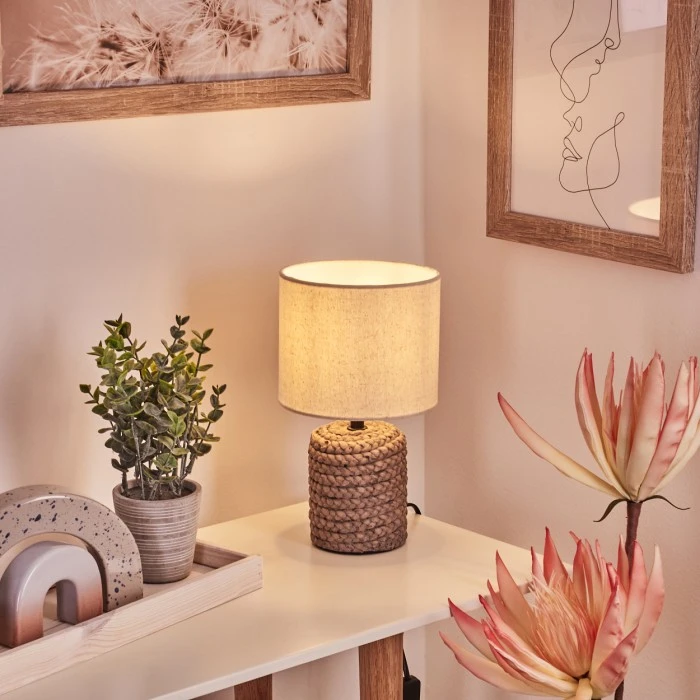 Hofstein Dambrois Tischleuchte Braun, Naturfarben, 1-flammig 8 Hofstein Dambrois Tischleuchte Braun, Naturfarben, 1-flammig – Bild 7