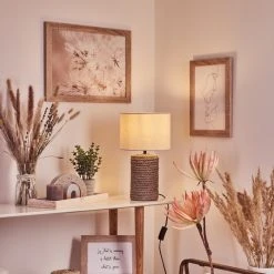 Hofstein Dambrois Tischleuchte Braun, Naturfarben, 1-flammig -Günstiges Tischlampen Geschäft dambrois tischleuchte h3535066 10