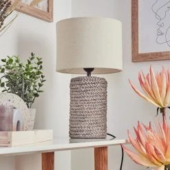 Hofstein Dambrois Tischleuchte Braun, Naturfarben, 1-flammig -Günstiges Tischlampen Geschäft dambrois tischleuchte h3535066 11