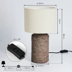 Hofstein Dambrois Tischleuchte Braun, Naturfarben, 1-flammig -Günstiges Tischlampen Geschäft dambrois tischleuchte h3535066 3