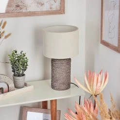 Hofstein Dambrois Tischleuchte Braun, Naturfarben, 1-flammig -Günstiges Tischlampen Geschäft dambrois tischleuchte h3535066 9