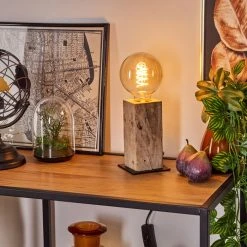 Hofstein Derville Tischleuchte Schwarz, Naturfarben, 1-flammig