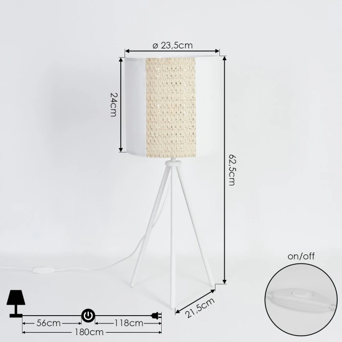 Hofstein Desroches Tischleuchte Weiß, 1-flammig 6 Hofstein Desroches Tischleuchte Weiß, 1-flammig – Bild 4