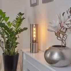 Hofstein Dulcita Tischleuchte Nickel-Matt, 1-flammig