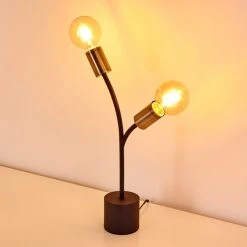 Hofstein Duvin Tischleuchte Schwarz-Gold, 2-flammig -Günstiges Tischlampen Geschäft duvin tischleuchte h3265116 do1 3