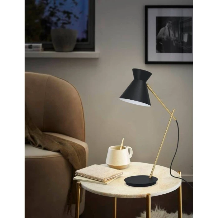 Eglo Leuchten AMEZAGA Tischleuchte Messing, Schwarz, 1-flammig 4 Eglo Leuchten AMEZAGA Tischleuchte Messing, Schwarz, 1-flammig – Bild 2