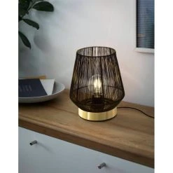 Eglo Leuchten ESCANDIDOS Tischleuchte Messing, Schwarz, 1-flammig