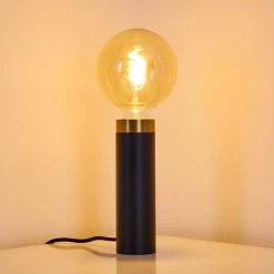 Hofstein Eichokori Tischleuchte Schwarz, Kupferfarben, 1-flammig -Günstiges Tischlampen Geschäft eichokori tischleuchte h3361436 2