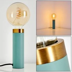 Hofstein Eichokori Tischleuchte Kupferfarben, Türkis, 1-flammig