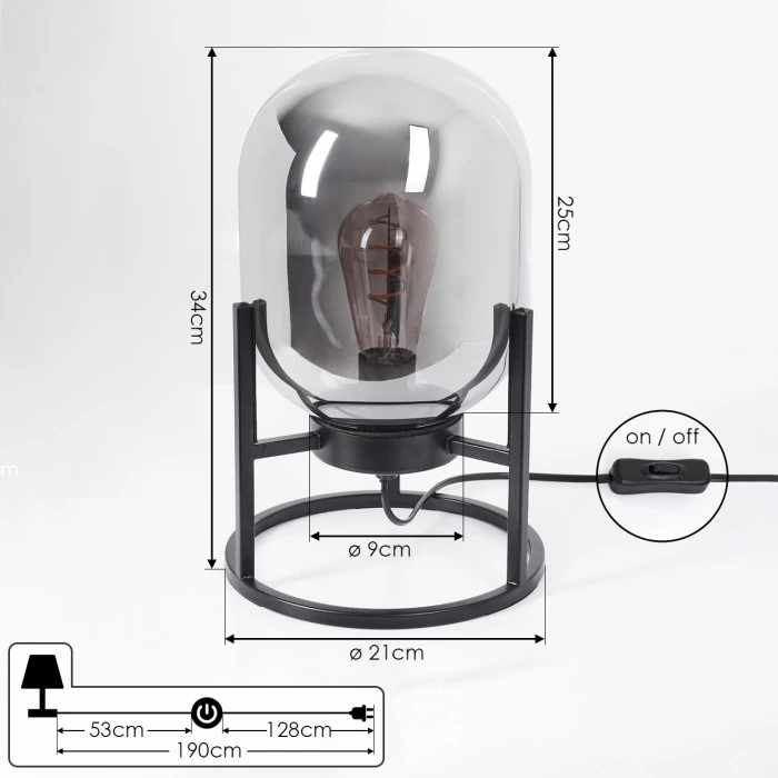 Hofstein Elvange Tischleuchte Schwarz, 1-flammig 6 Hofstein Elvange Tischleuchte Schwarz, 1-flammig – Bild 4