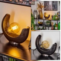 Hofstein Escoureda Tischleuchte Nickel-Matt, Schwarz, 1-flammig