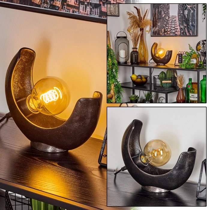 Hofstein Escoureda Tischleuchte Nickel-Matt, Schwarz, 1-flammig 3 Hofstein Escoureda Tischleuchte Nickel-Matt, Schwarz, 1-flammig