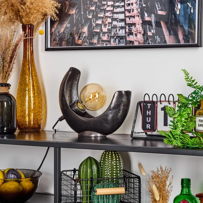 Hofstein Escoureda Tischleuchte Nickel-Matt, Schwarz, 1-flammig 12 Hofstein Escoureda Tischleuchte Nickel-Matt, Schwarz, 1-flammig – Bild 10