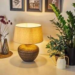 Hofstein Exchange Tischleuchte Braun, Weiß, 1-flammig