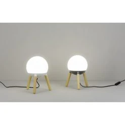 Faro Barcelona Mine Tischleuchte Weiß, Holz dunkel, 1-flammig