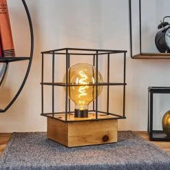 Hofstein Fevaag Tischleuchte Naturfarben, 1-flammig