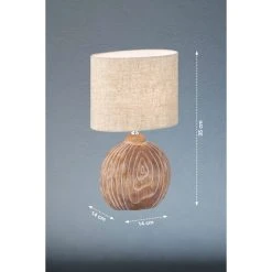 Honsel Leuchten Fischer & Honsel Tobse Tischleuchte Holzoptik, 1-flammig -Günstiges Tischlampen Geschäft fischer honsel tobse tischleuchte 50606 2