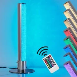 Hofstein Flaut RGB Tischleuchte LED Chrom, 1-flammig, Fernbedienung, Farbwechsler