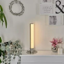 Hofstein Flaut Tischleuchte LED Nickel-Matt, 1-flammig, Fernbedienung, Farbwechsler -Günstiges Tischlampen Geschäft flaut tischleuchte h3018668 10