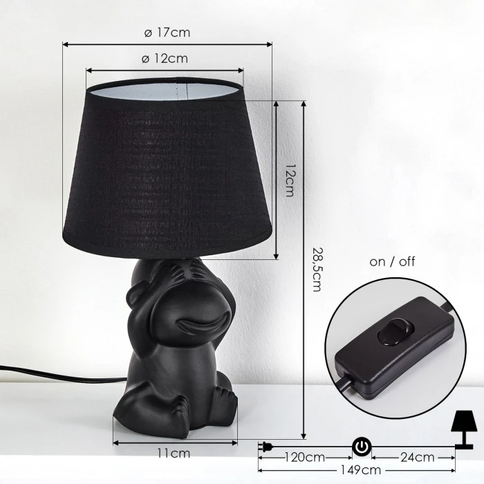 Hofstein Fontaine Tischleuchte Schwarz, 1-flammig 6 Hofstein Fontaine Tischleuchte Schwarz, 1-flammig – Bild 4