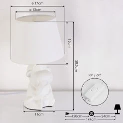 Hofstein Fontaine Tischleuchte Weiß, 1-flammig -Günstiges Tischlampen Geschäft fontaine tischleuchte h3455425 3