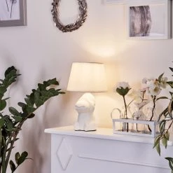 Hofstein Fontaine Tischleuchte Weiß, 1-flammig