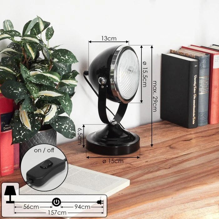 Hofstein Foverup Tischleuchte Nickel-Matt, Chrom, Schwarz, 1-flammig 6 Hofstein Foverup Tischleuchte Nickel-Matt, Chrom, Schwarz, 1-flammig – Bild 4