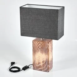 Hofstein Francillon Tischleuchte Chrom, Braun, Holzoptik, 1-flammig -Günstiges Tischlampen Geschäft francillon tischleuchte h3613436 4