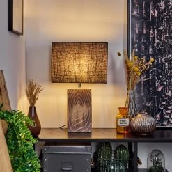 Hofstein Francillon Tischleuchte Chrom, Braun, Holzoptik, 1-flammig -Günstiges Tischlampen Geschäft francillon tischleuchte h3613436 6