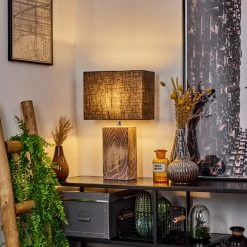 Hofstein Francillon Tischleuchte Chrom, Braun, Holzoptik, 1-flammig -Günstiges Tischlampen Geschäft francillon tischleuchte h3613436 8