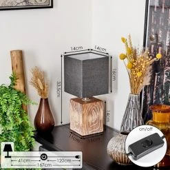 Hofstein Francillon Tischleuchte Chrom, Braun, Holzoptik, 1-flammig -Günstiges Tischlampen Geschäft francillon tischleuchte h3613474 3