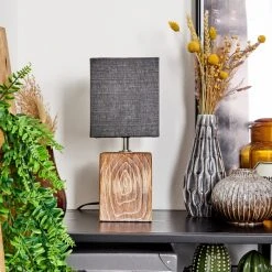 Hofstein Francillon Tischleuchte Chrom, Braun, Holzoptik, 1-flammig -Günstiges Tischlampen Geschäft francillon tischleuchte h3613474 9