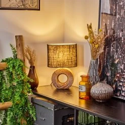 Hofstein Francillon Tischleuchte Chrom, Braun, Holzoptik, 1-flammig -Günstiges Tischlampen Geschäft francillon tischleuchte h3615003 6