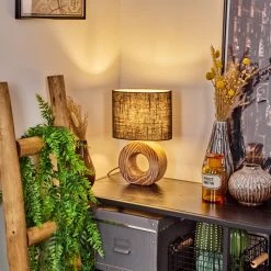 Hofstein Francillon Tischleuchte Chrom, Braun, Holzoptik, 1-flammig -Günstiges Tischlampen Geschäft francillon tischleuchte h3615003 8