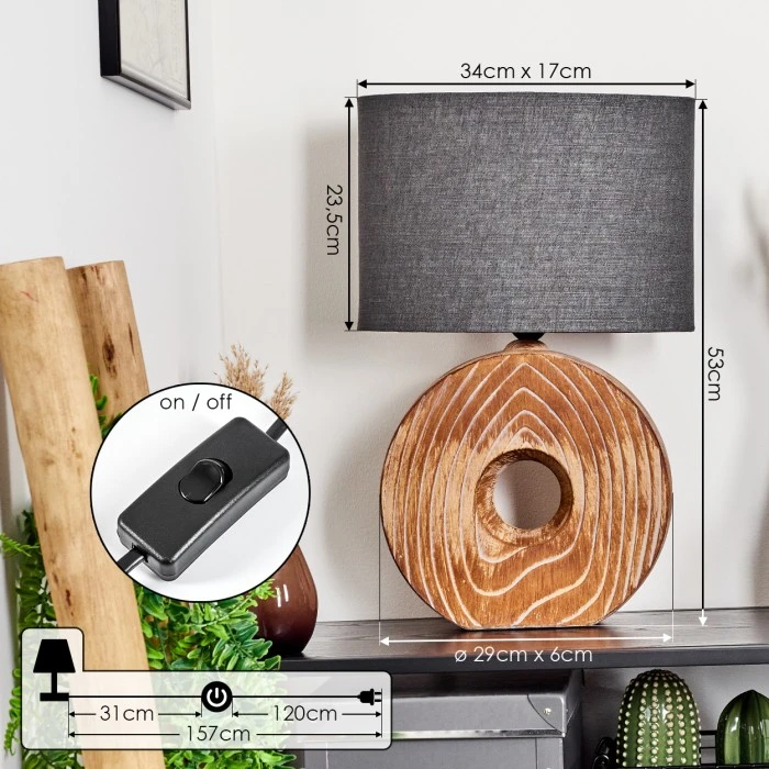 Hofstein Francillon Tischleuchte Chrom, Braun, Holzoptik, 1-flammig 6 Hofstein Francillon Tischleuchte Chrom, Braun, Holzoptik, 1-flammig – Bild 4