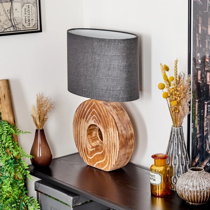 Hofstein Francillon Tischleuchte Chrom, Braun, Holzoptik, 1-flammig 12 Hofstein Francillon Tischleuchte Chrom, Braun, Holzoptik, 1-flammig – Bild 10