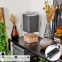 Hofstein Francillon Tischleuchte Chrom, Braun, Holzoptik, 1-flammig -Günstiges Tischlampen Geschäft francillon tischleuchte h3616000 3